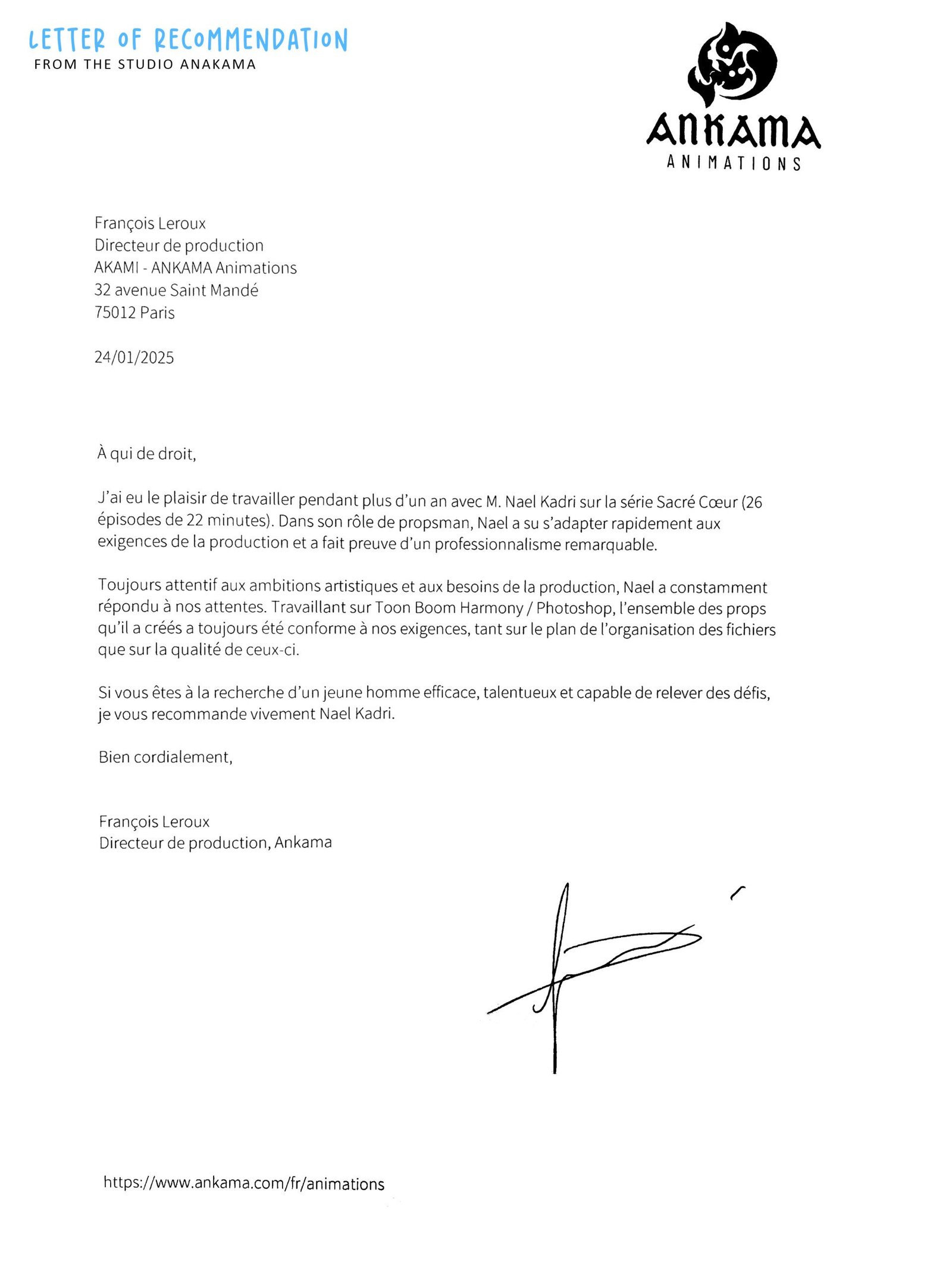 lettre de recommandation